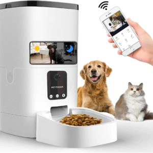 Pet Feeder,6L Automatic Pet Feeder for Cats and Dogs,1080P Camera,App Control,Voice Recorder,Timed Feeder for Schedule Feeding, Dual Power Supply,Wifi Pet Food Dispenser with App Control